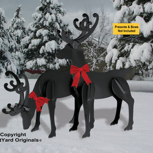 Large Black All-Weather Elegant Reindeer Display