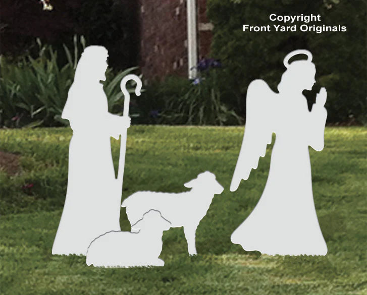 Classic White Nativity Add-Ons - Angel, Shepherd, and Sheep