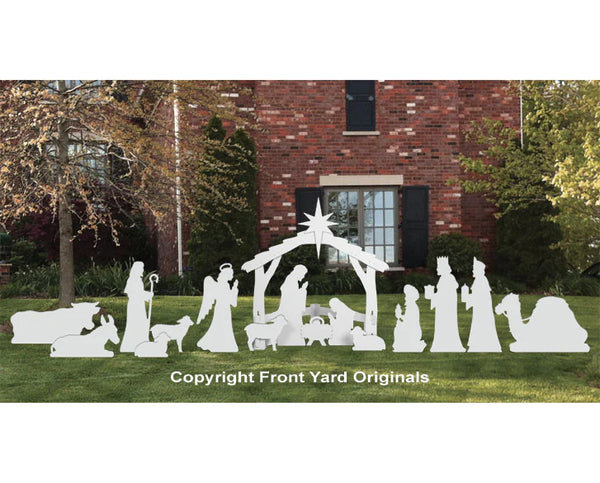 Complete Classic White Nativity with All Three Add-Ons – Front Yard ...