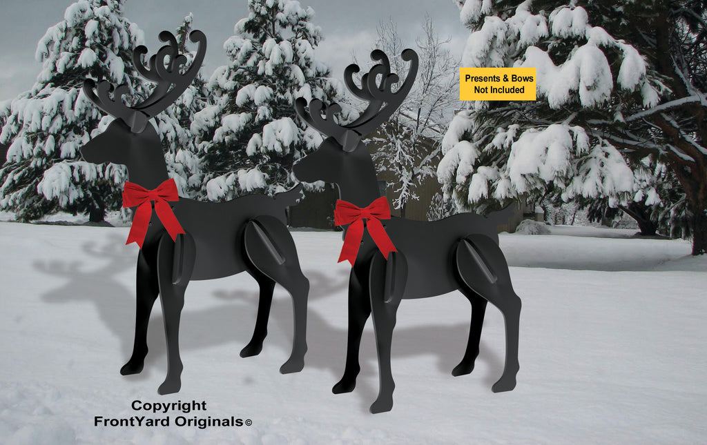 Large Black All-Weather Elegant Reindeer Display