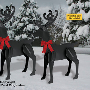 Black All-Weather Large Elegant Reindeer Display (2 - Head-up)