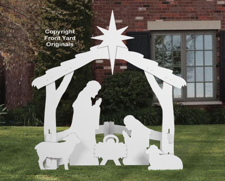 Large White Outdoor Nativity Display