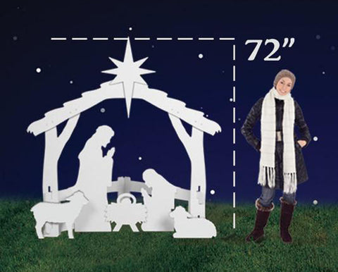 Large White Outdoor Nativity Display