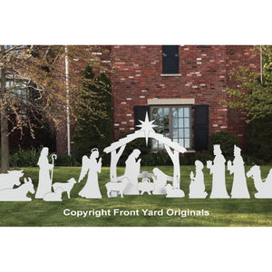 Complete Large White Outdoor Nativity Scene