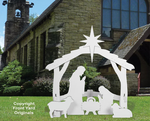 Large White Outdoor Nativity Display