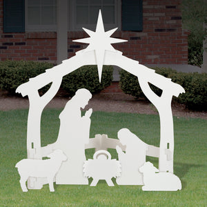 Medium White Outdoor Nativity Display