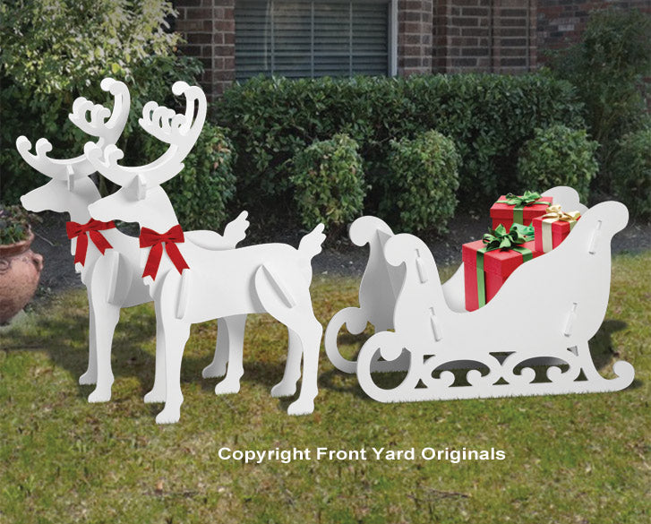 Medium Elegant Reindeer and Sleigh Display