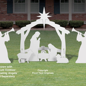 Complete Medium White Outdoor Nativity Scene