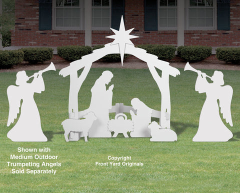 Complete Medium White Outdoor Nativity Scene