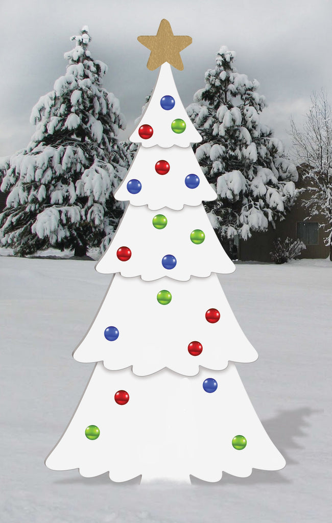 All-Weather Christmas Tree Display with Vinyl Ornaments