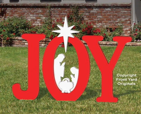 Outdoor Red JOY Nativity Display