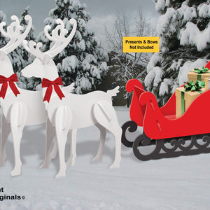 All-Weather Large Reindeer + Red Sleigh Combo