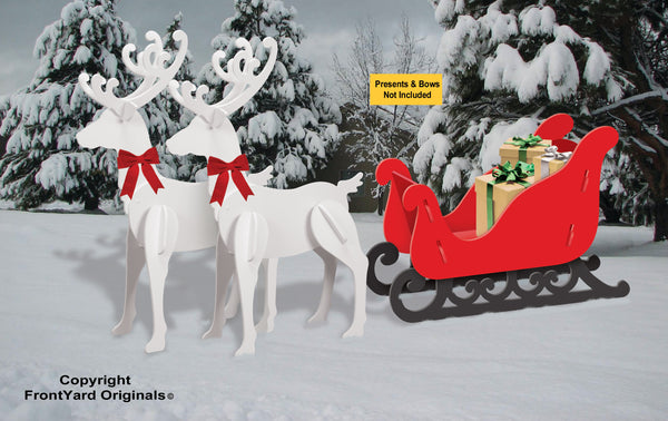 All-Weather Large Reindeer + Red Sleigh Combo